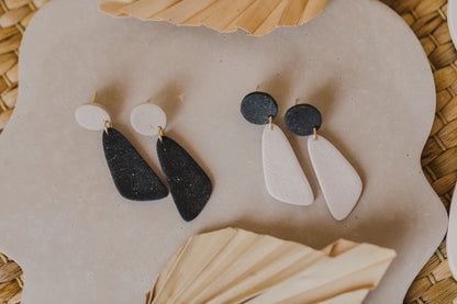 round polymer clay earrings with brass pendant circle