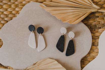 round polymer clay earrings with brass pendant circle