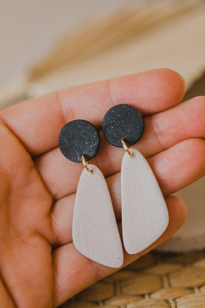 round polymer clay earrings with brass pendant circle