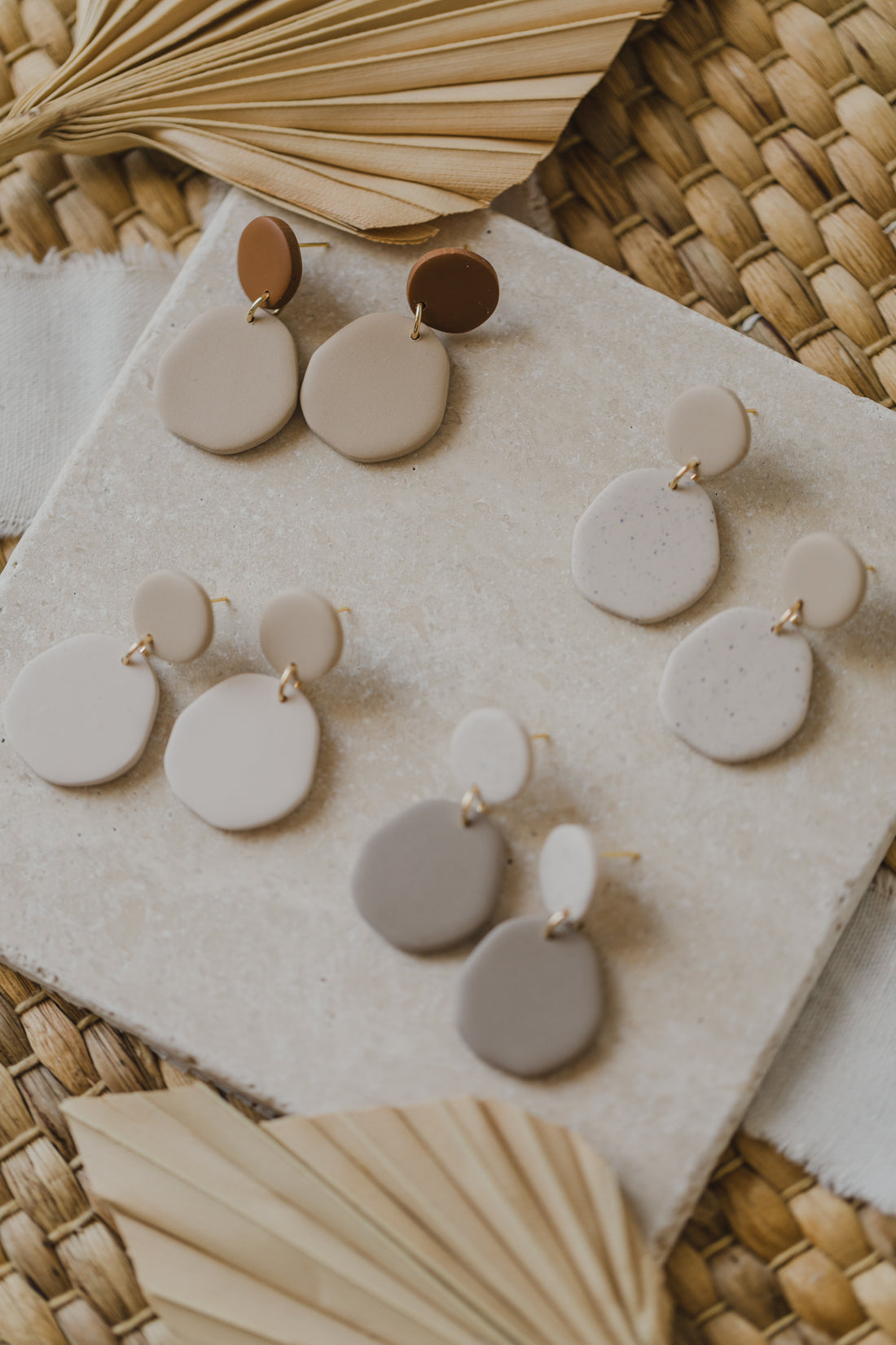 Tamara - two-tone polymer clay earrings in Barolo and dark blue