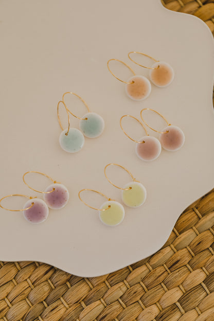 Creole with polymer clay earrings in drop shape in ceramic look