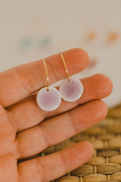 Creole with polymer clay earrings in drop shape in ceramic look