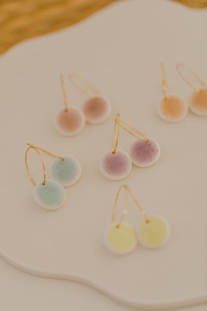 Creole with polymer clay earrings in drop shape in ceramic look