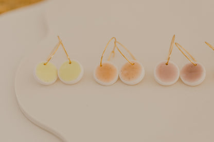 Creole with polymer clay earrings in drop shape in ceramic look