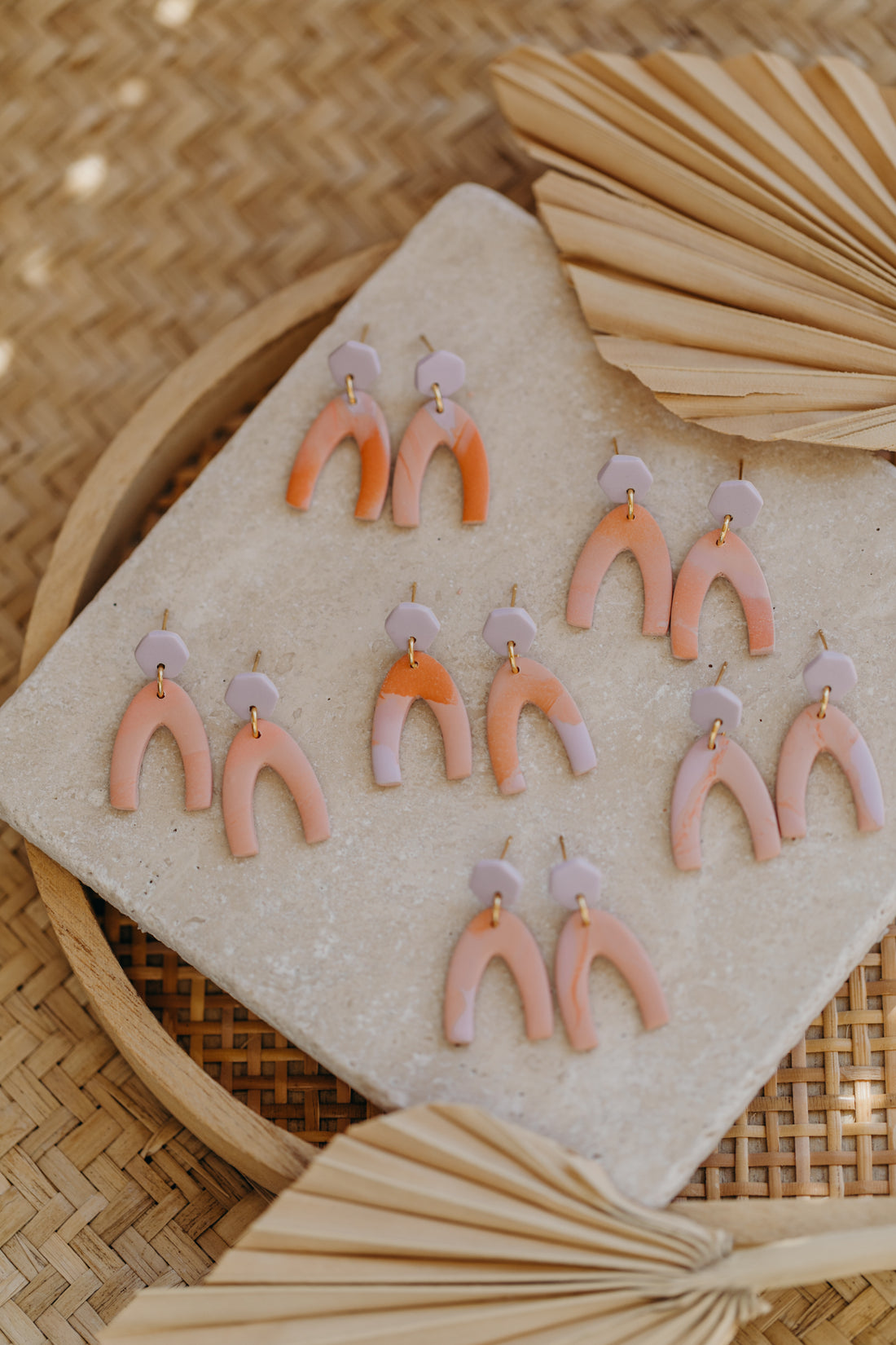 YUNA - small round earrings made of polymer clay in bright colors