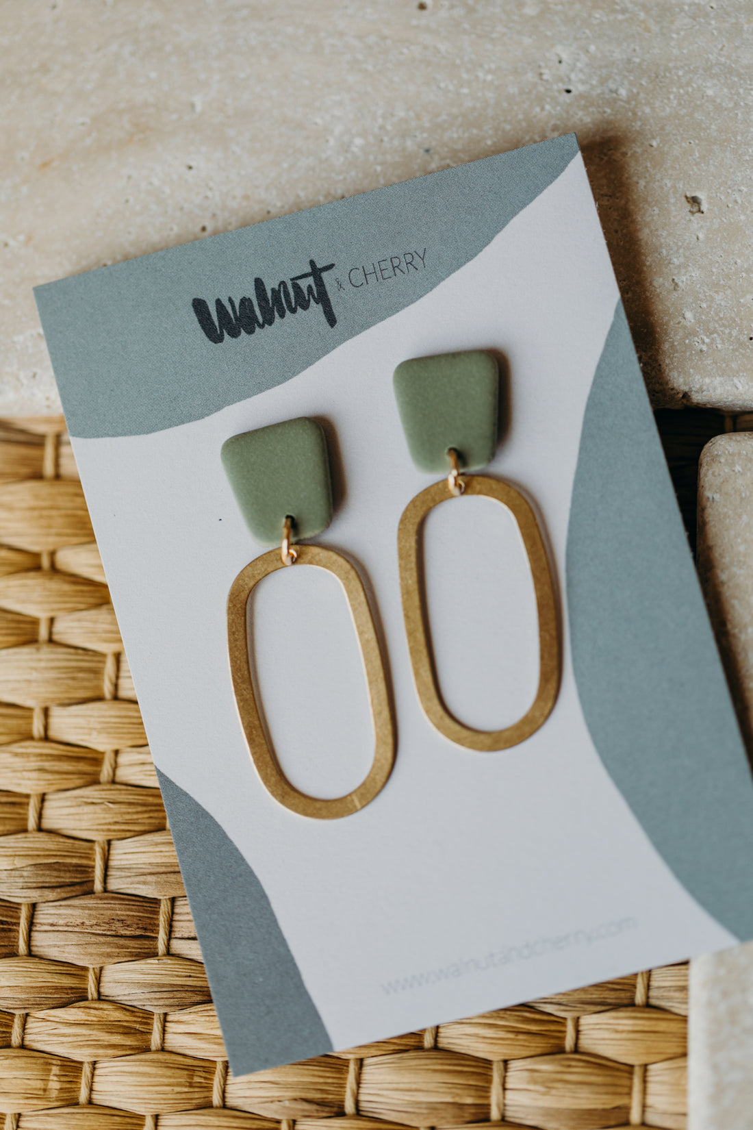 MIKU - Polymer Clay Earring in Eucalyptus Green