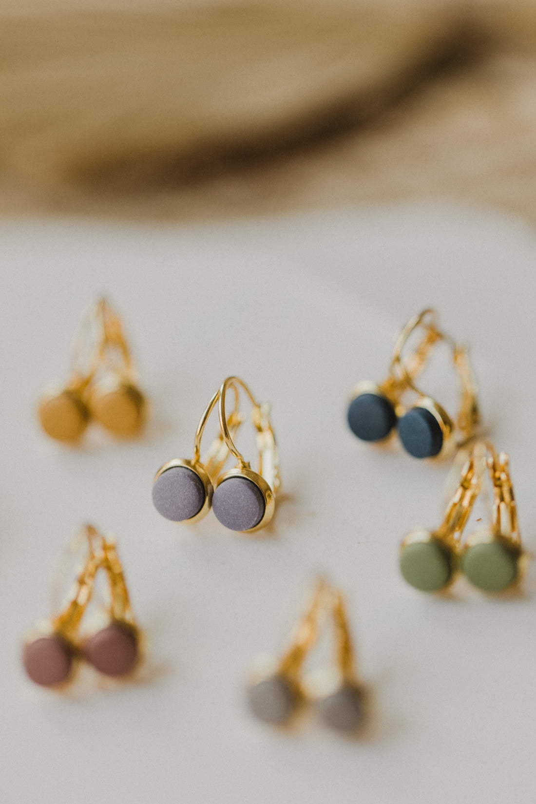 ALLY - small gold-colored colorful earrings with polymer clay
