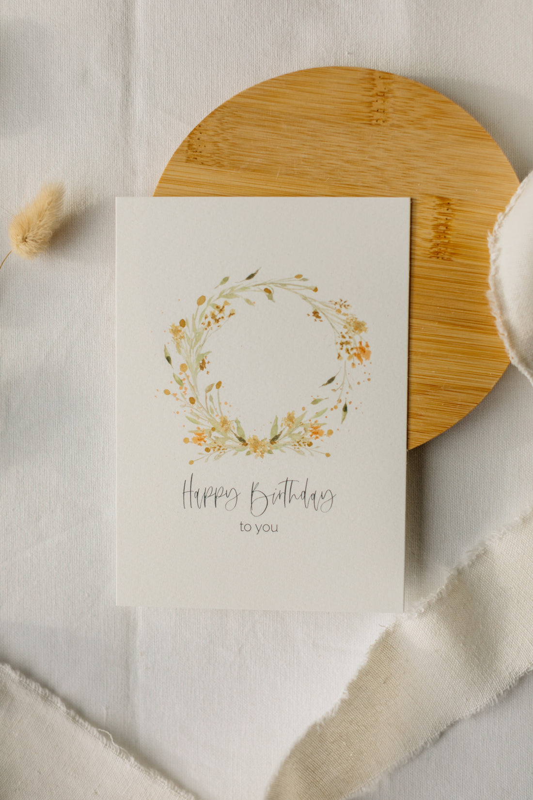 Postcard flower wreath &quot;Happy Birthday to you&quot;