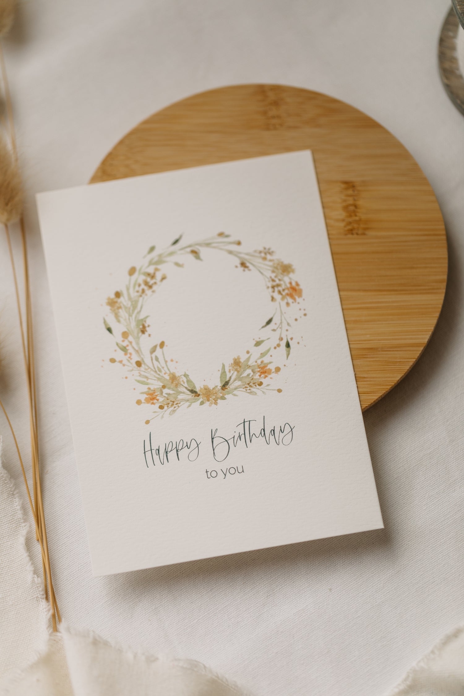 Postcard flower wreath &quot;Happy Birthday to you&quot;