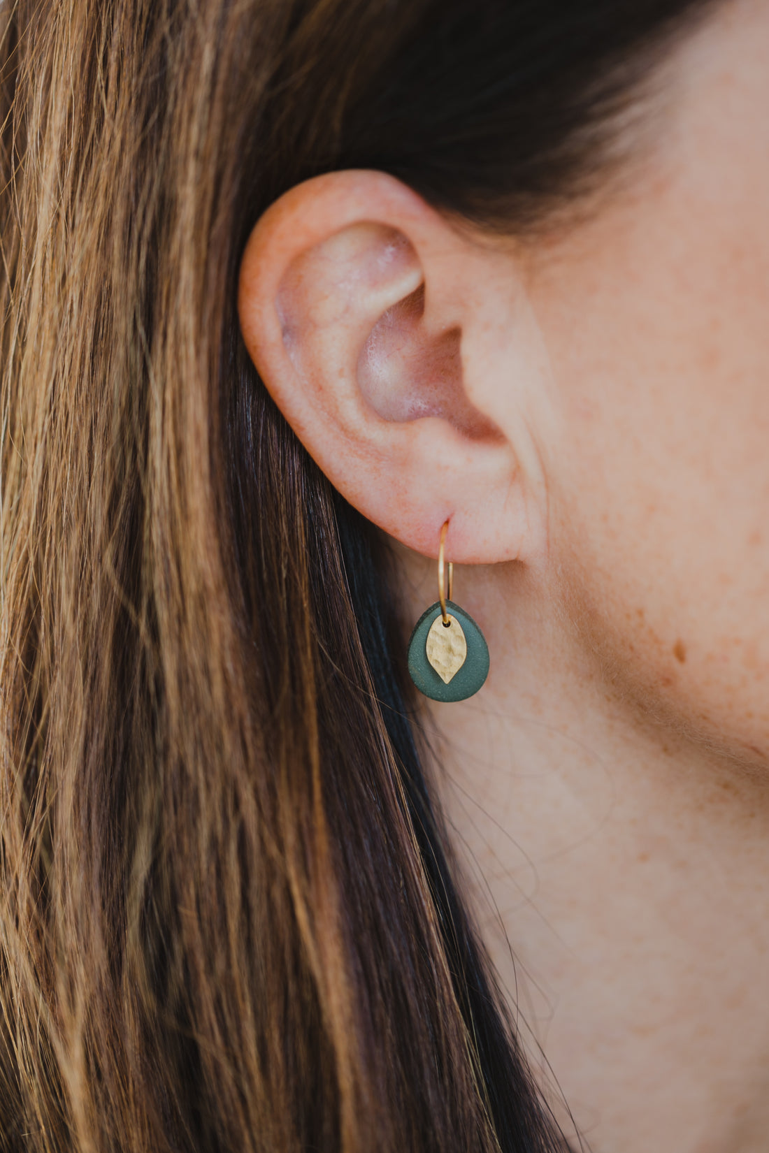 PREA - small hoop earrings with drops made of polymer clay