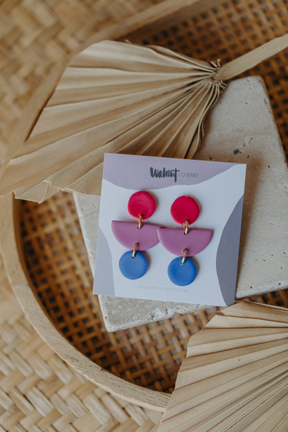 MAILIN - Polymer Ton Ohrringe in Pink, Lila und Kornblumenblau