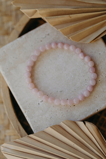 Armband mit rosa Quarz Edelstein Perlen