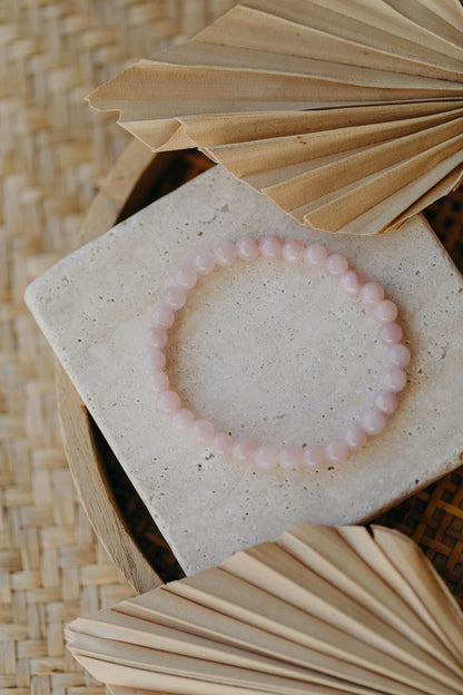 Armband mit rosa Quarz Edelstein Perlen