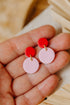 RIEKE - runde Polymer Ton Ohrringe rosa & rot