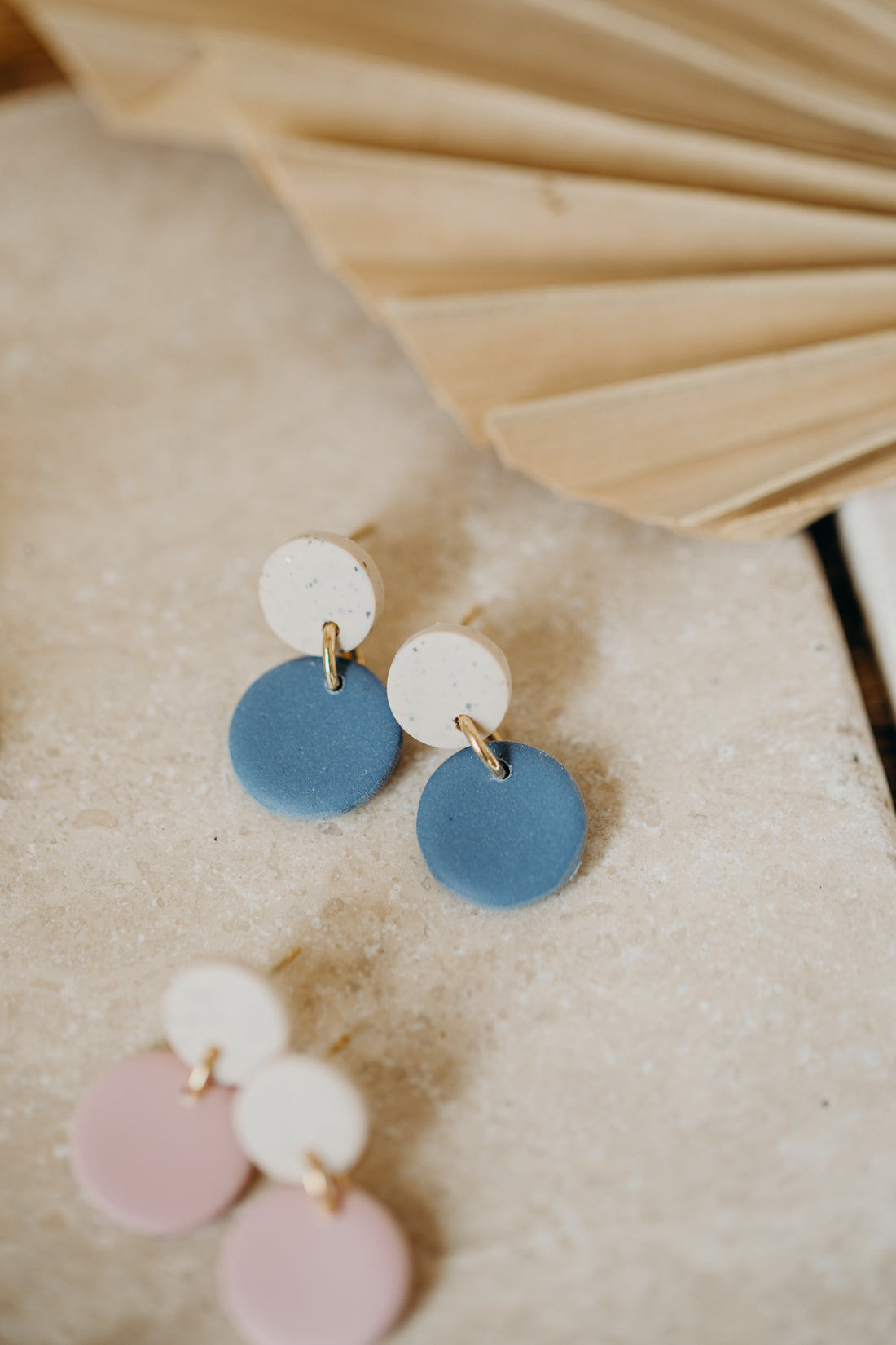 DENA - small round two-tone polymer clay earrings