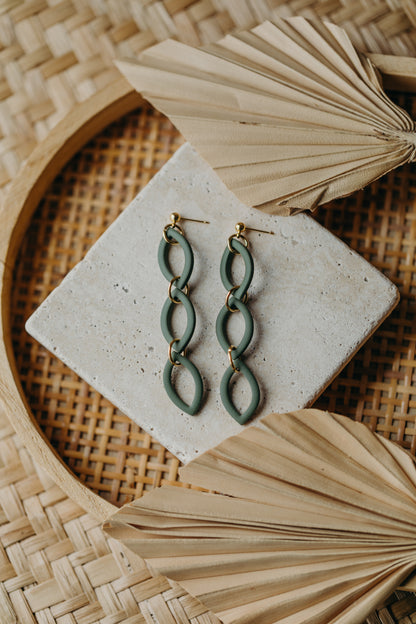 Polymer Clay Earring in Eucalyptus Green