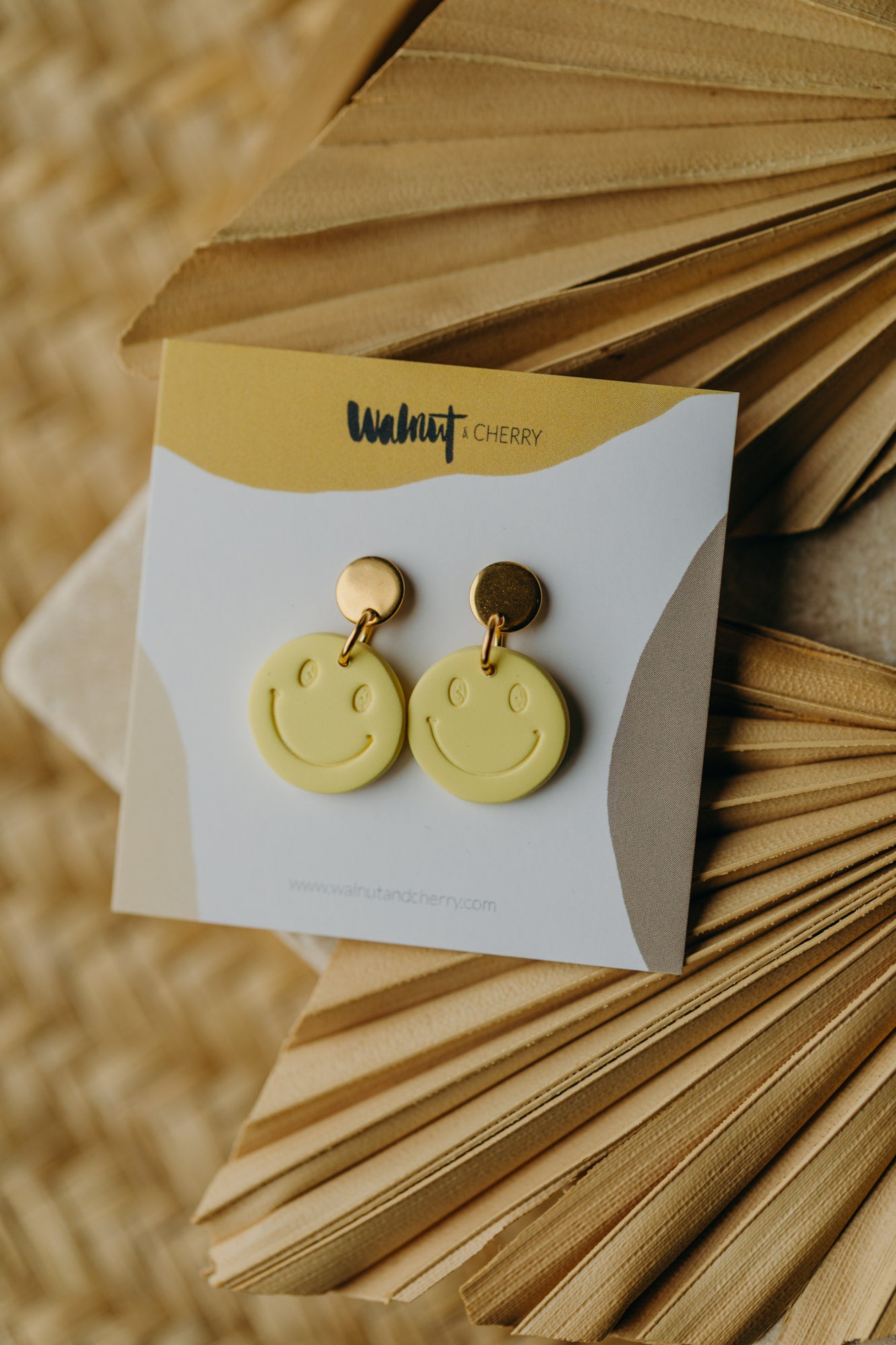 SMILEY Earrings made of Polymer Clay Light Pastel Yellow