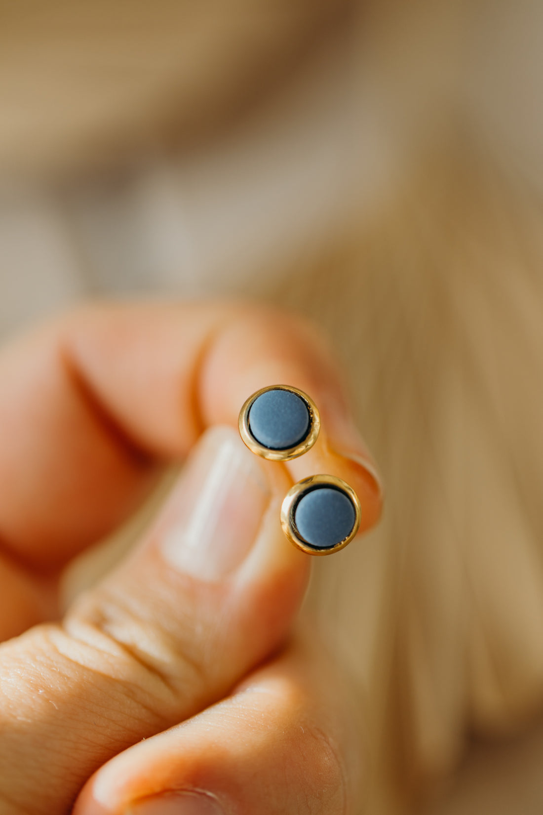 STELLA - small round gold-colored polymer clay earrings in bright colors