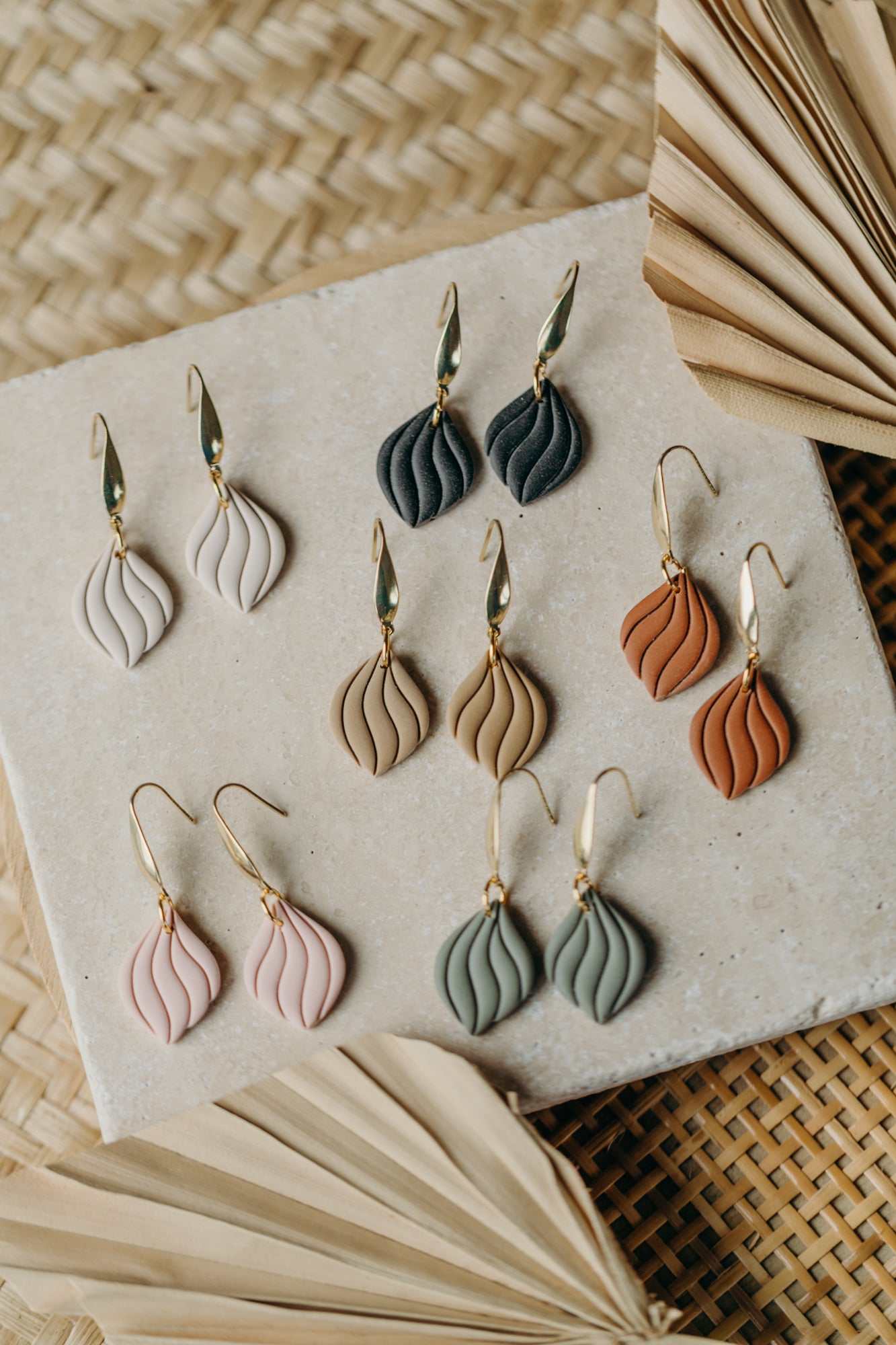 SUSAN - Curved Pink Polymer Clay Earrings