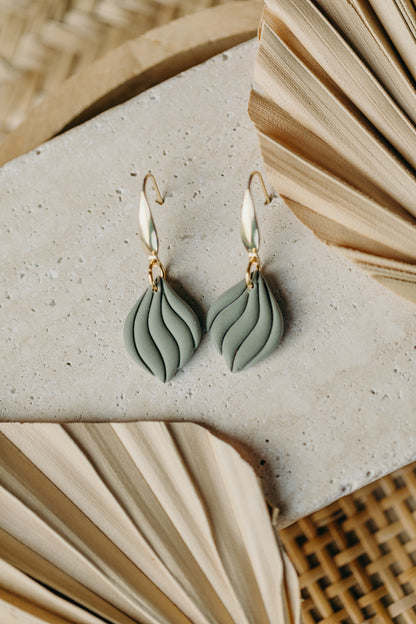 SUSAN - Curved Green Polymer Clay Earrings