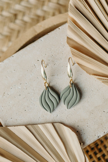 SUSAN - Curved Green Polymer Clay Earrings