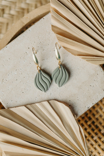 SUSAN - Curved Green Polymer Clay Earrings