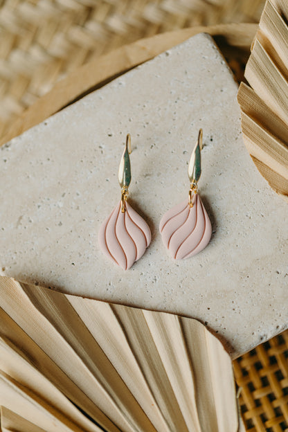 SUSAN - Curved Pink Polymer Clay Earrings