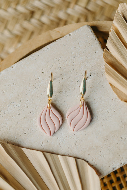 SUSAN - Curved Pink Polymer Clay Earrings