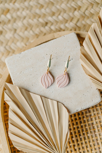 SUSAN - Curved Pink Polymer Clay Earrings