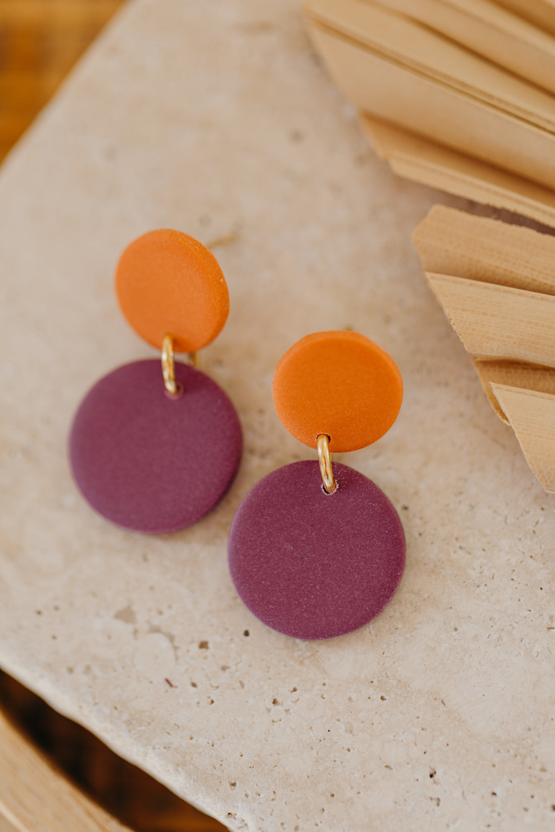 SUSI - zweifarbige bunte Ohrringe aus Polymer Ton - Misty Mauve/Orange