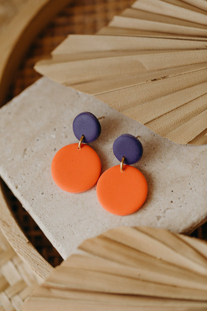 SUSI - zweifarbige Ohrringe aus Polymer Ton - violett/orange