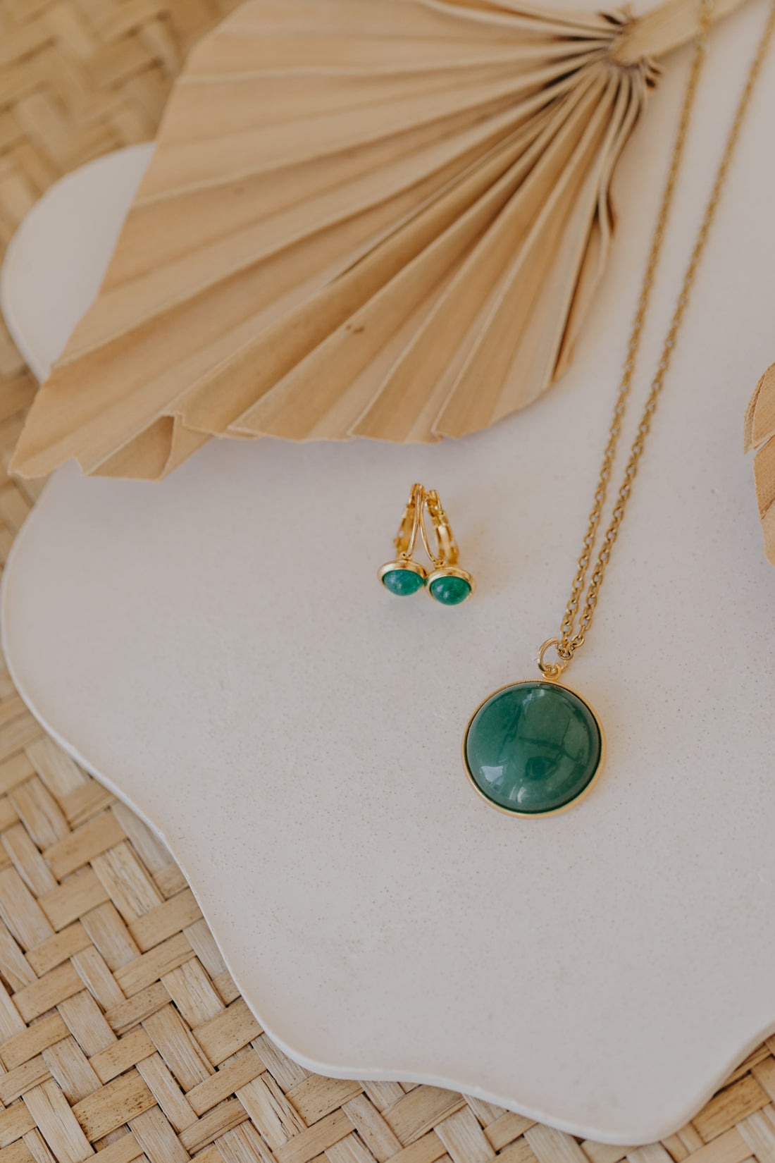 necklace with white jade gemstone