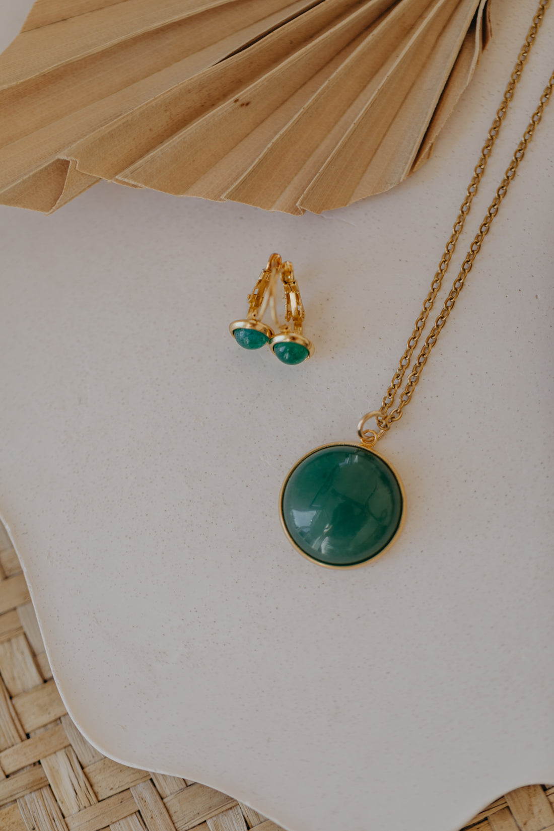 necklace with white jade gemstone