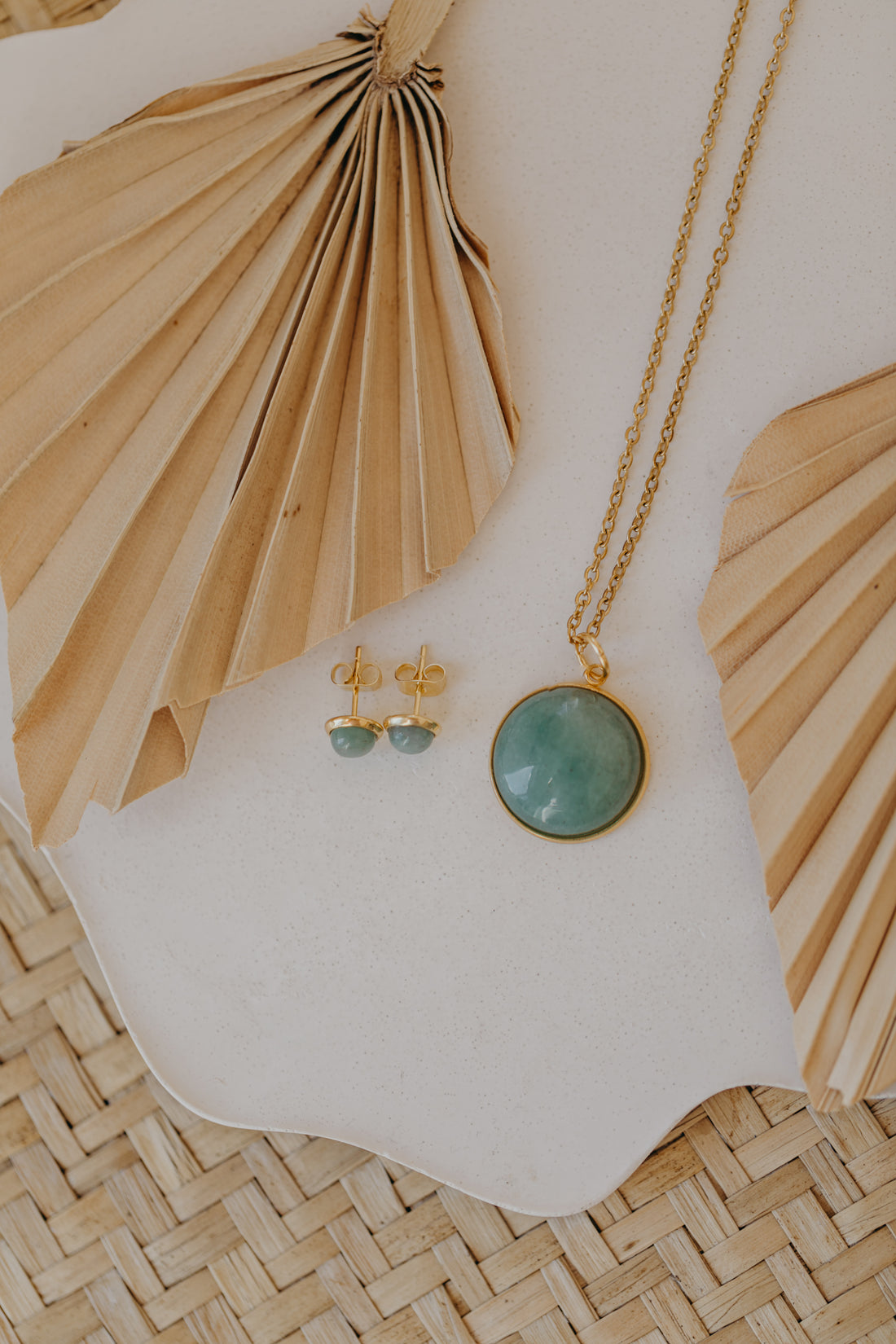 necklace with white jade gemstone