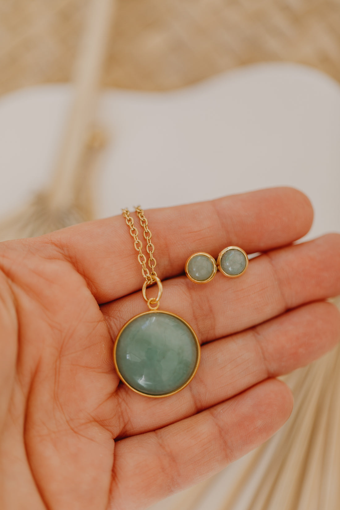 necklace with white jade gemstone