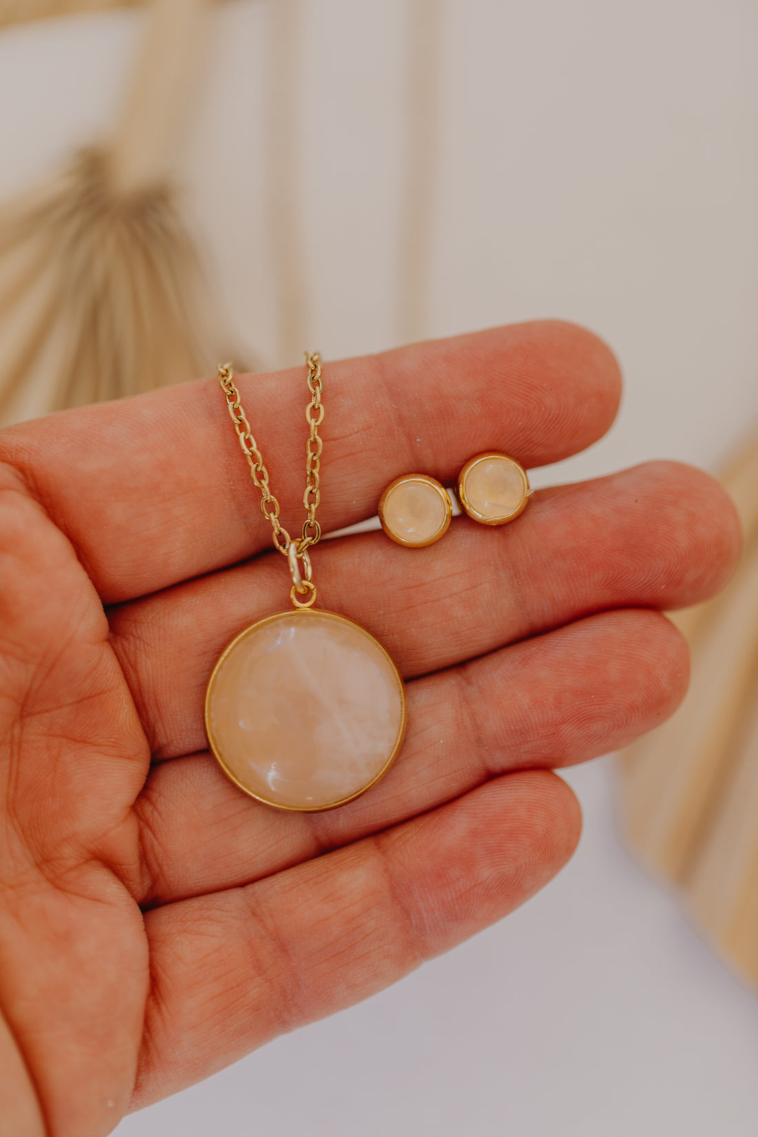 necklace with white jade gemstone