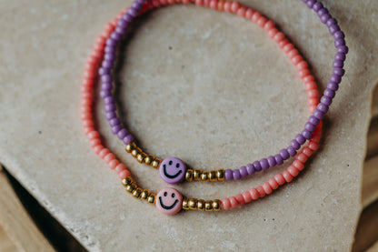 Smiley Armband in Koralle