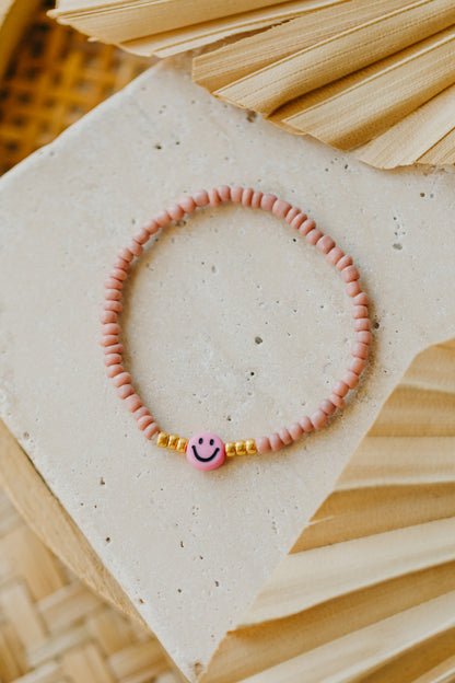 SMILEY Kinder Perlen-Armband in Altrosa