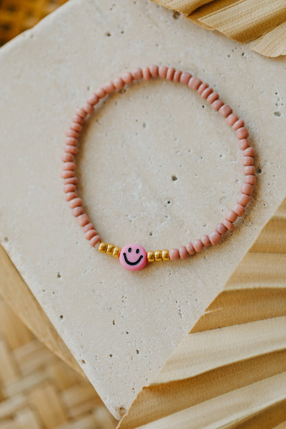 SMILEY Kinder Perlen-Armband in Altrosa