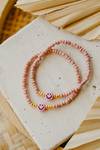 SMILEY Kinder Perlen-Armband in Altrosa