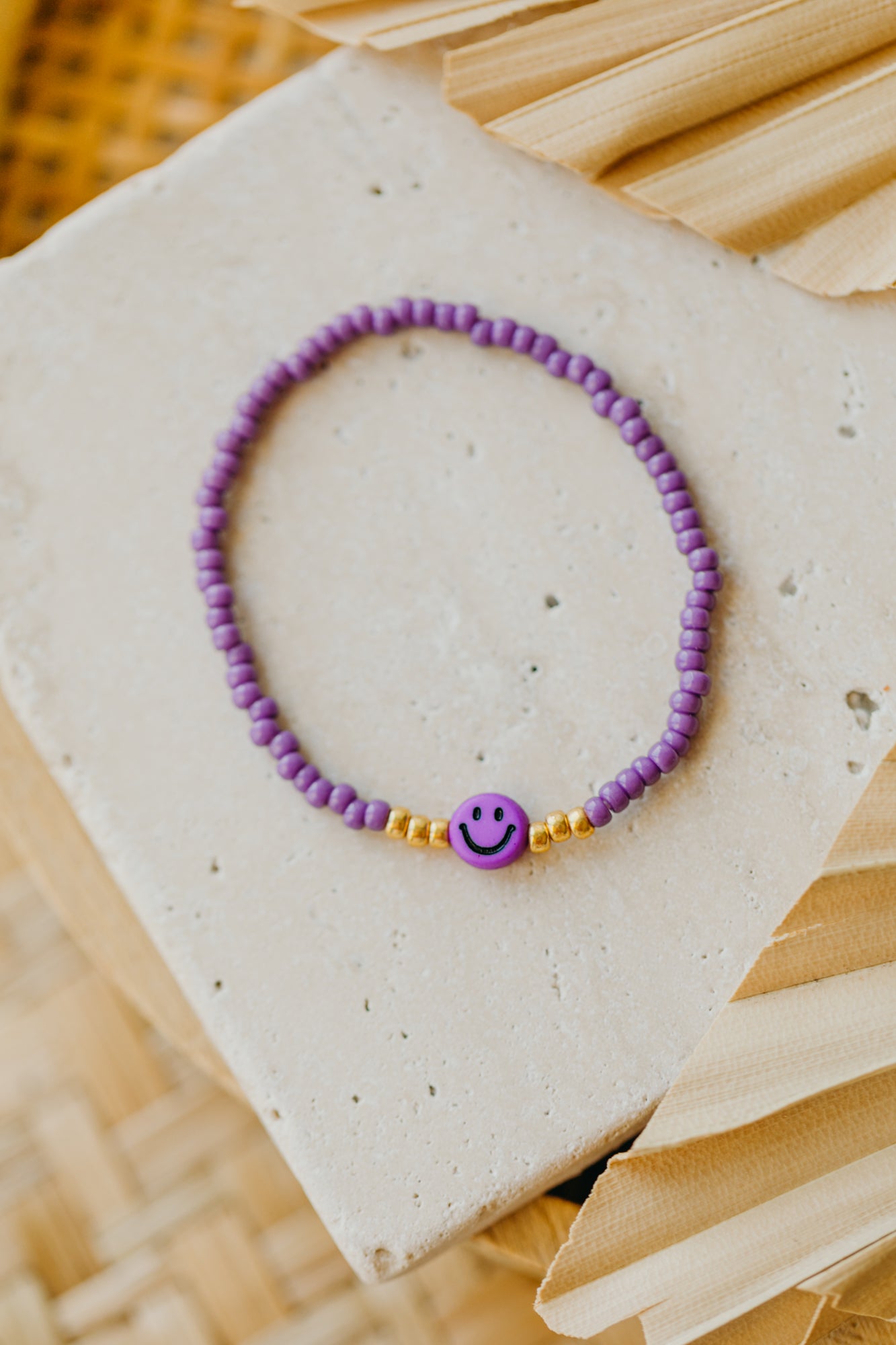 SMILEY Kinder Perlen-Armband in dunklem Lila