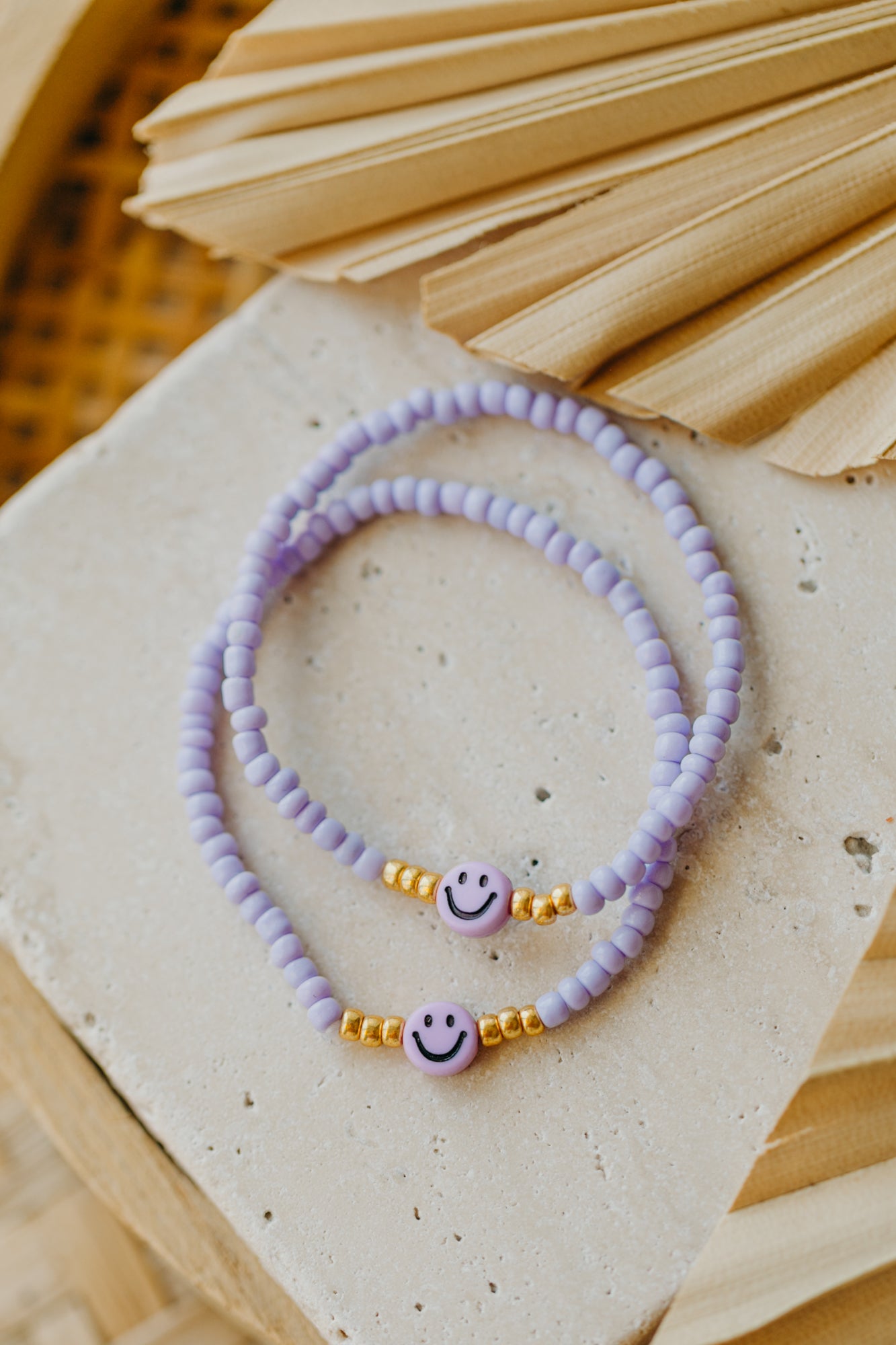 SMILEY Kinder Perlen-Armband in hellem Lila