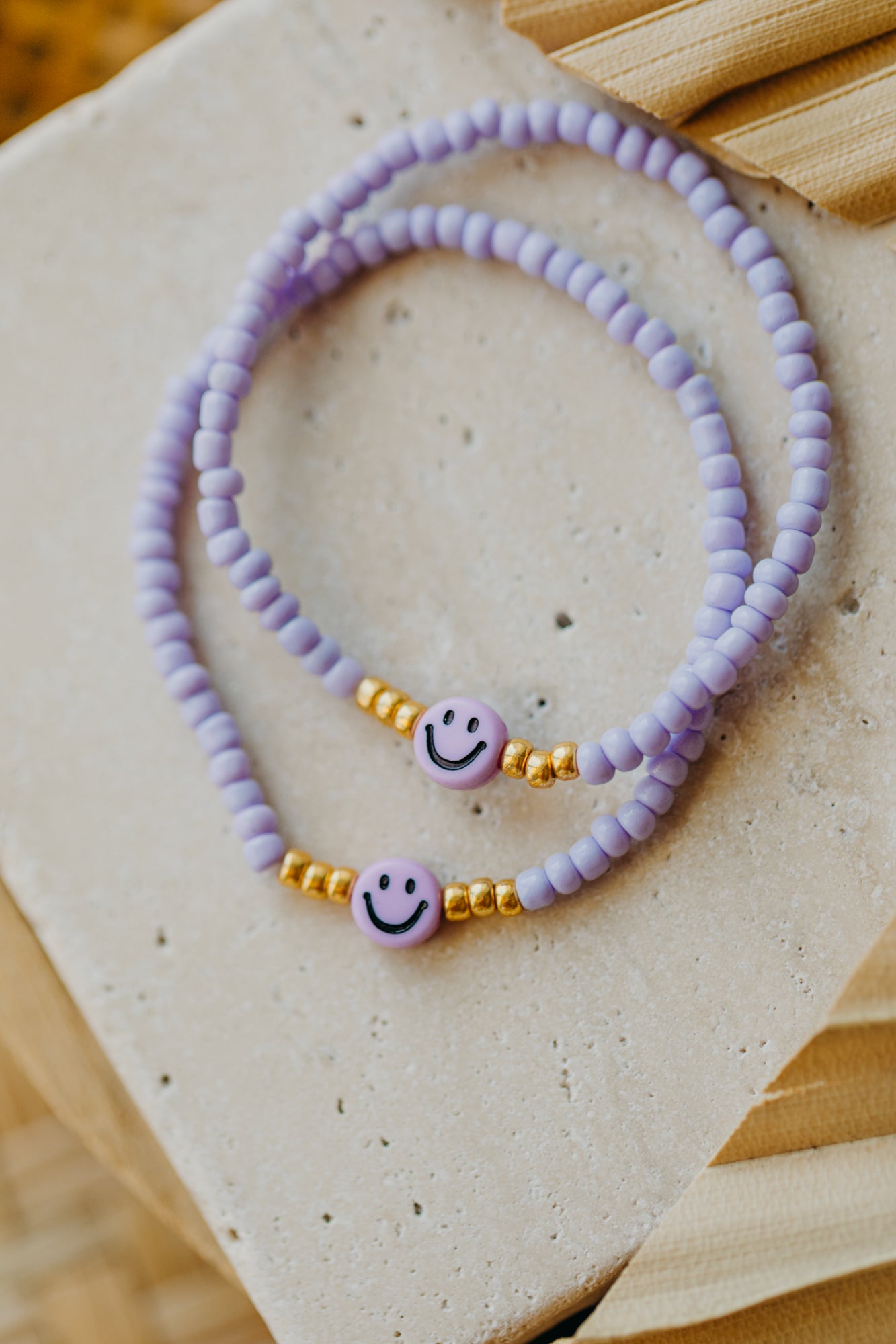 SMILEY Kinder Perlen-Armband in hellem Lila