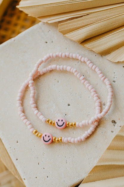 SMILEY Kinder Perlen-Armband in hellem Rosa
