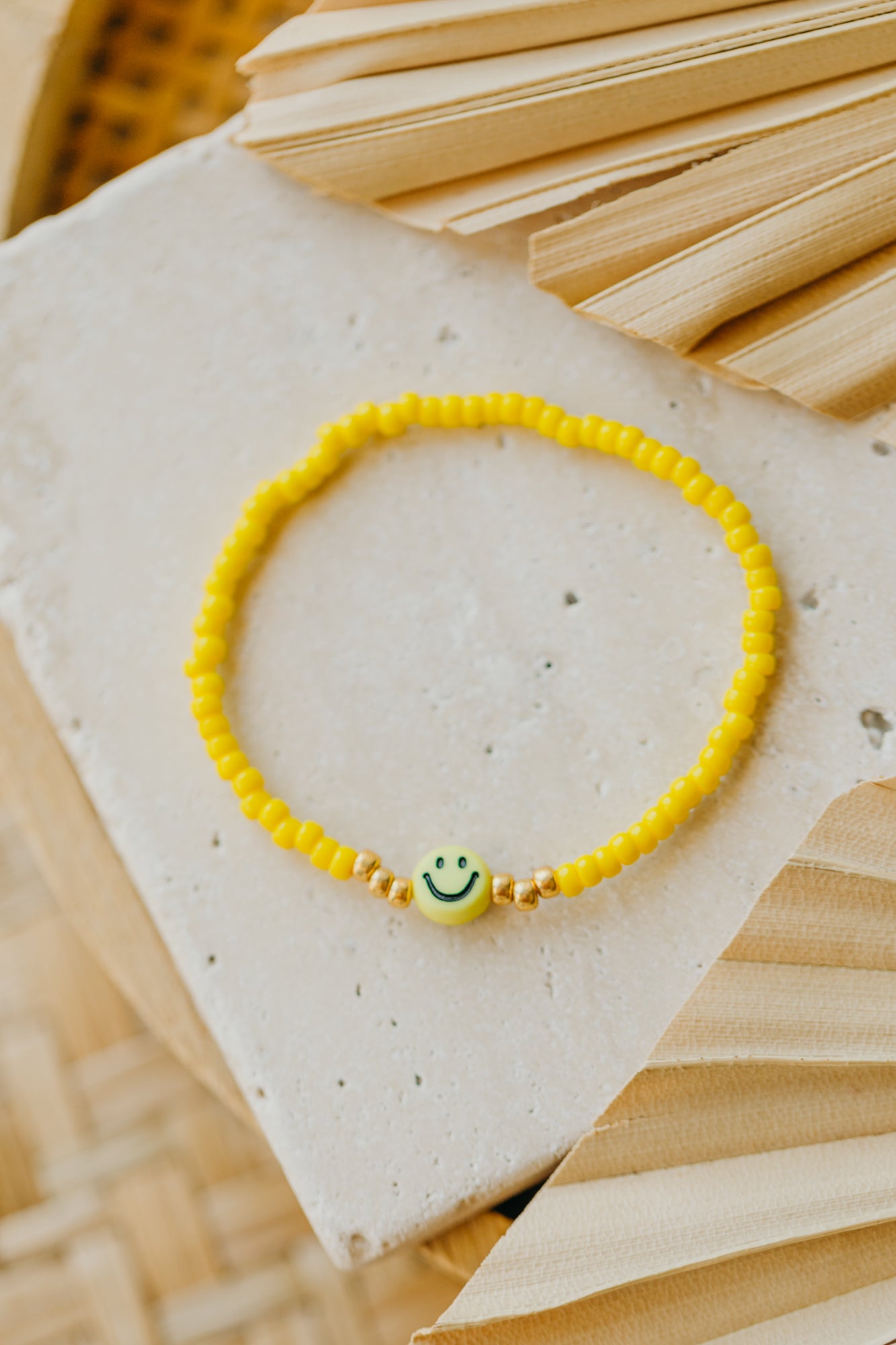 SMILEY Kinder Perlen-Armband in Neon Gelb