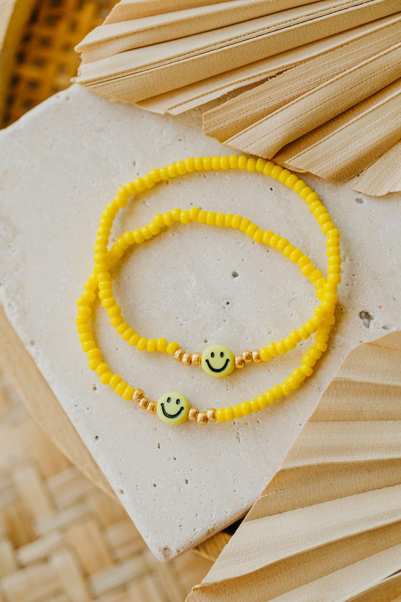 SMILEY Kinder Perlen-Armband in Neon Gelb
