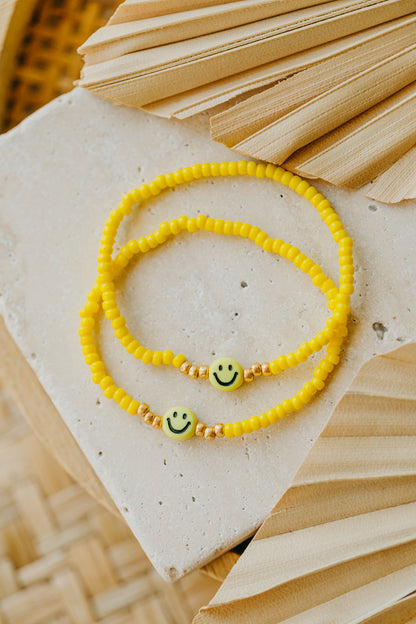 SMILEY Kinder Perlen-Armband in Neon Gelb