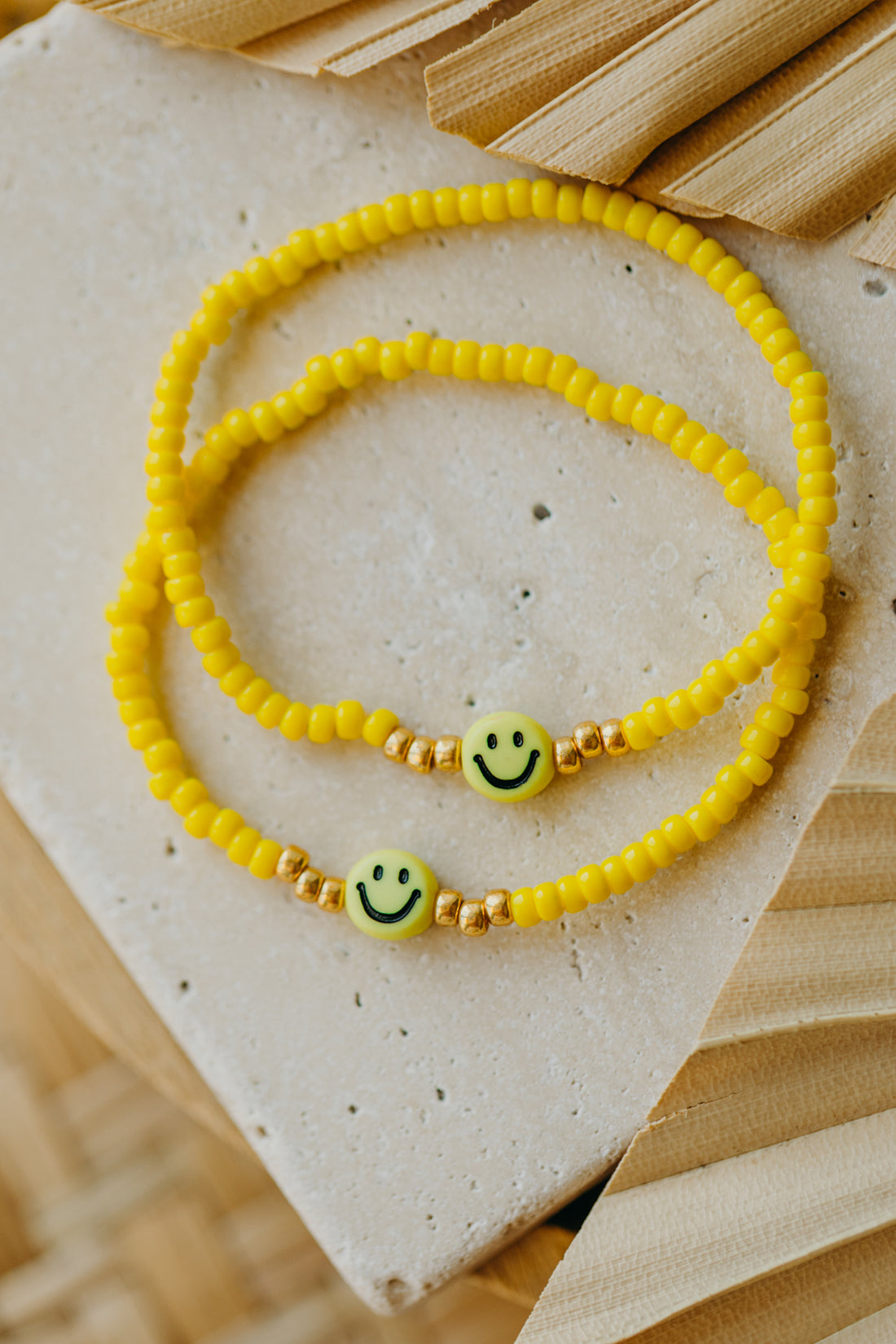 SMILEY Kinder Perlen-Armband in Neon Gelb