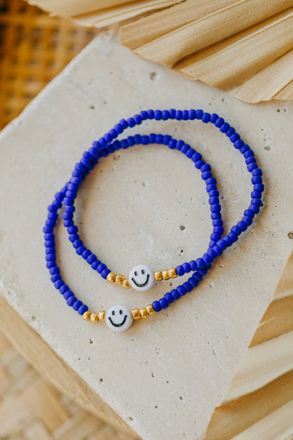 SMILEY Kinder Perlen-Armband in dunklem Blau