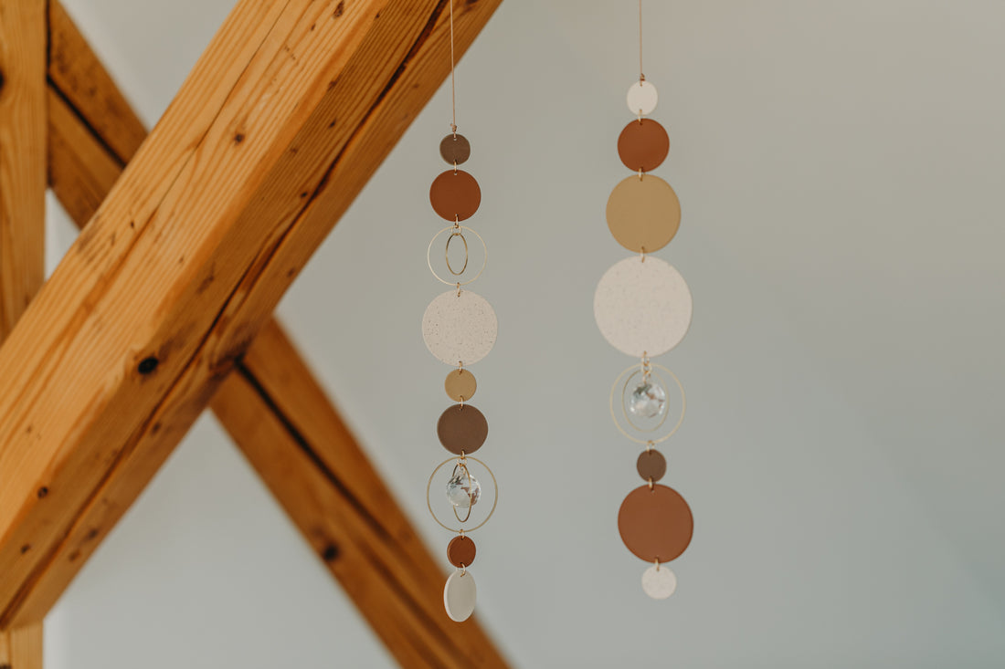 Sonnenfänger 017 mit Punkten in Vanille, Sand, Kalk und Braun